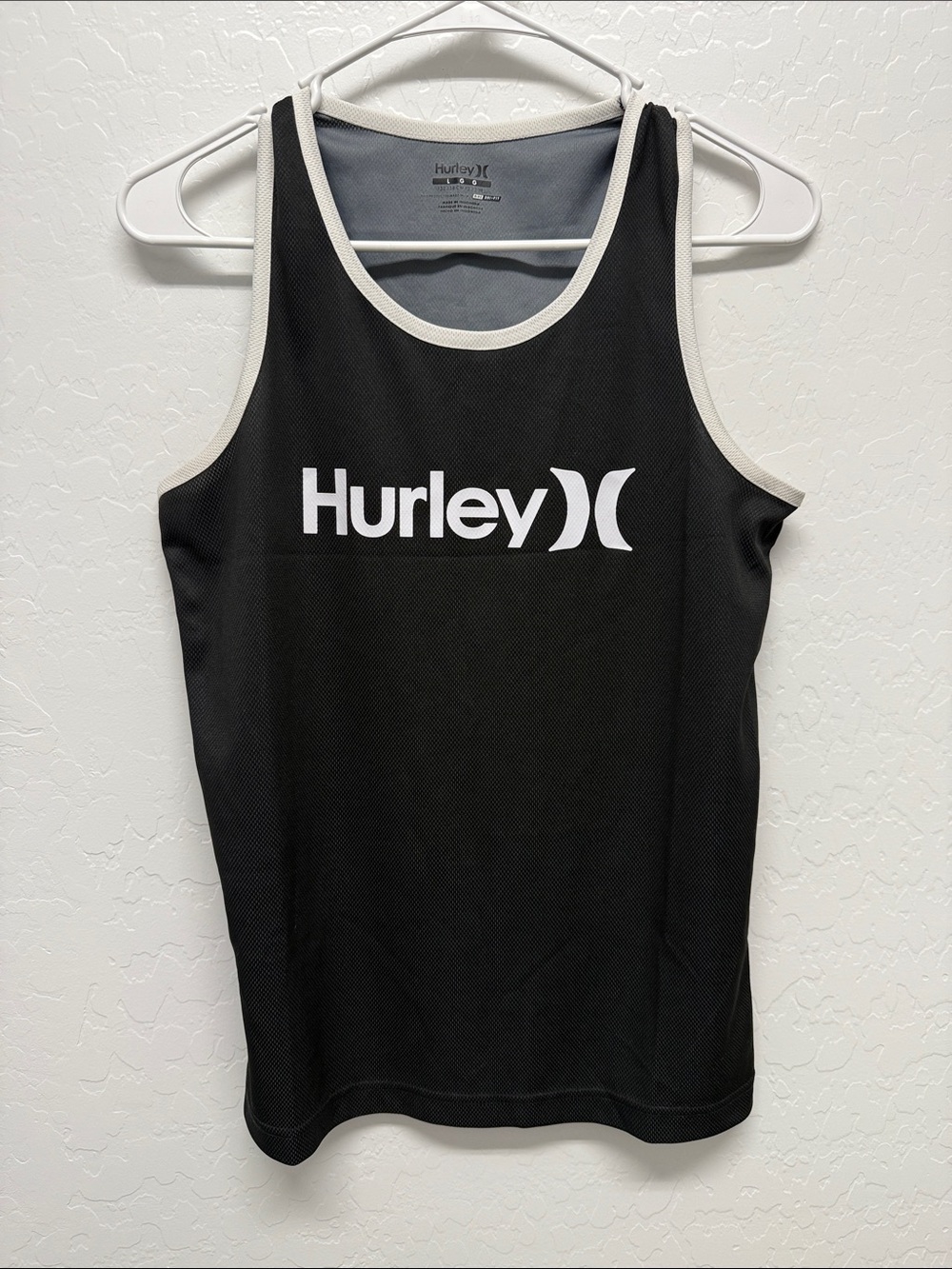 Hurley Black Tank Top with White Logo Trim